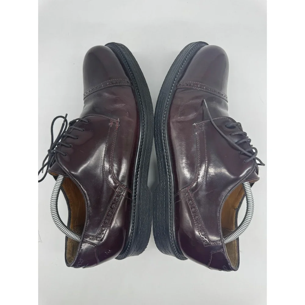 G.H. Bass Mens 13 Burgundy Leather Cap Toe Derby Shoes Made in Italy Brogue‎